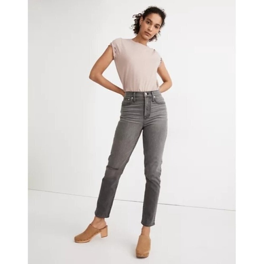 Madewell The Perfect Vintage Jean High Rise Tapered Ankle Grey Denim Women's 24